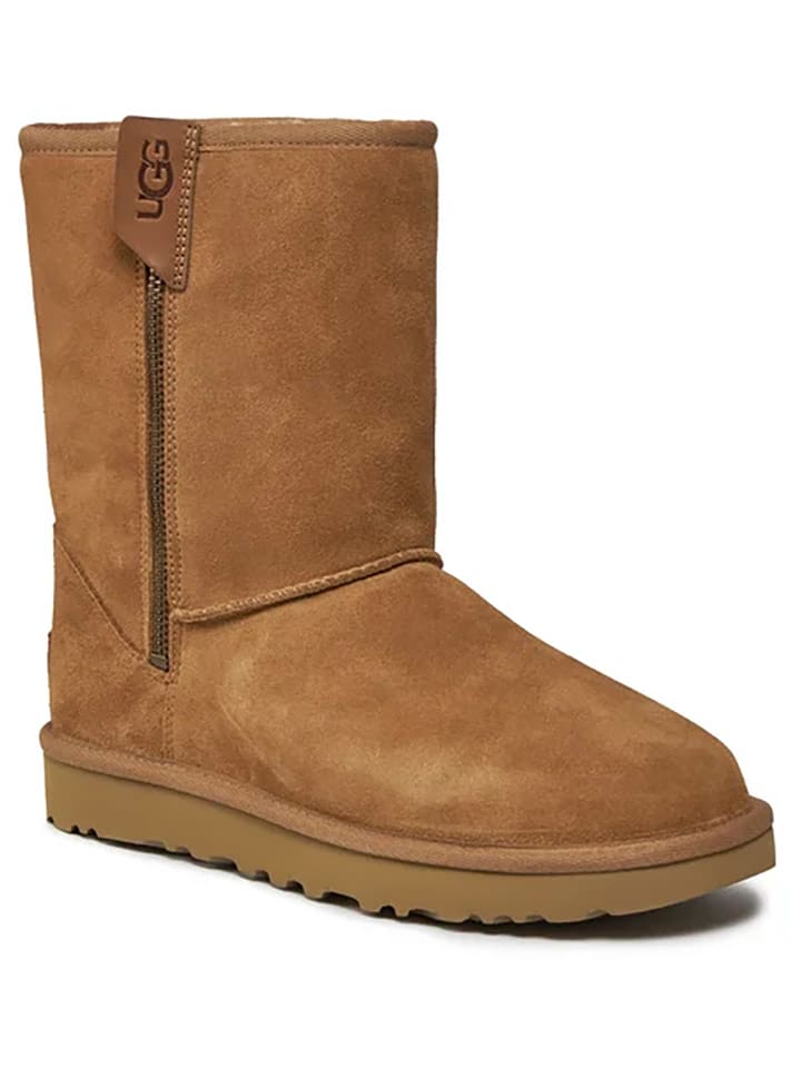 UGG Botki "Classic Short Bailey Zip" w kolorze jasnobrązowym z wełny jagnięcej rozmiar: 37