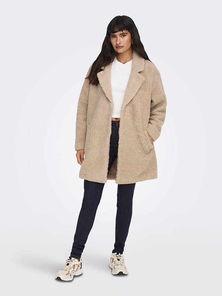 ONLY Płaszcz pluszowy "ONLNEWAURELIA Sherpa Coat" w kolorze beżowym rozmiar: S
