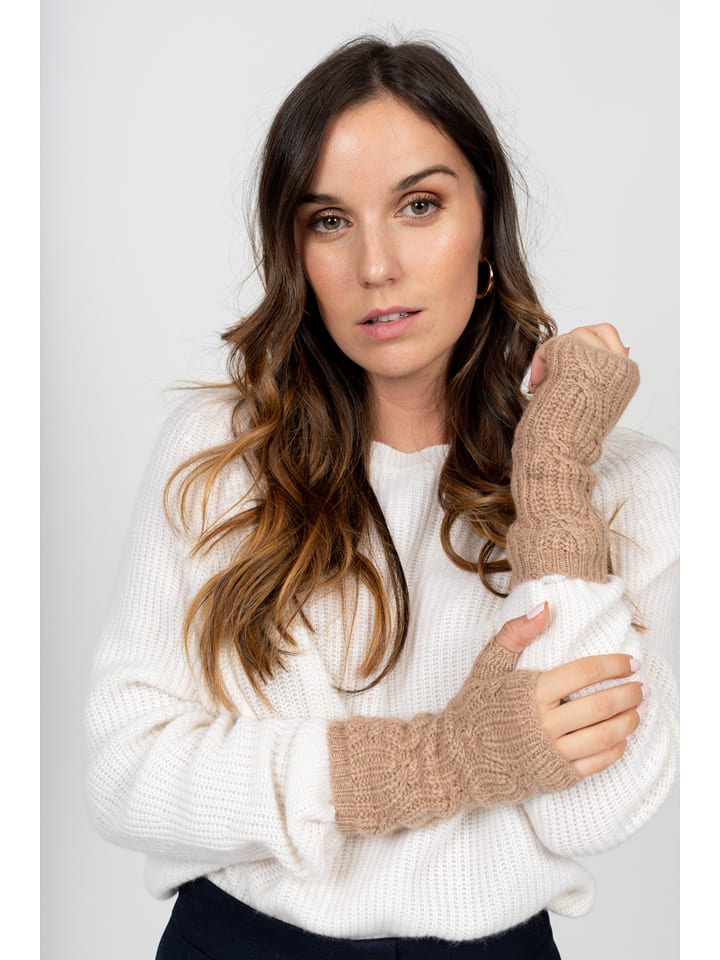 Perfect Cashmere Kaszmirowe mitenki "Jelo" w kolorze beżowym rozmiar: onesize