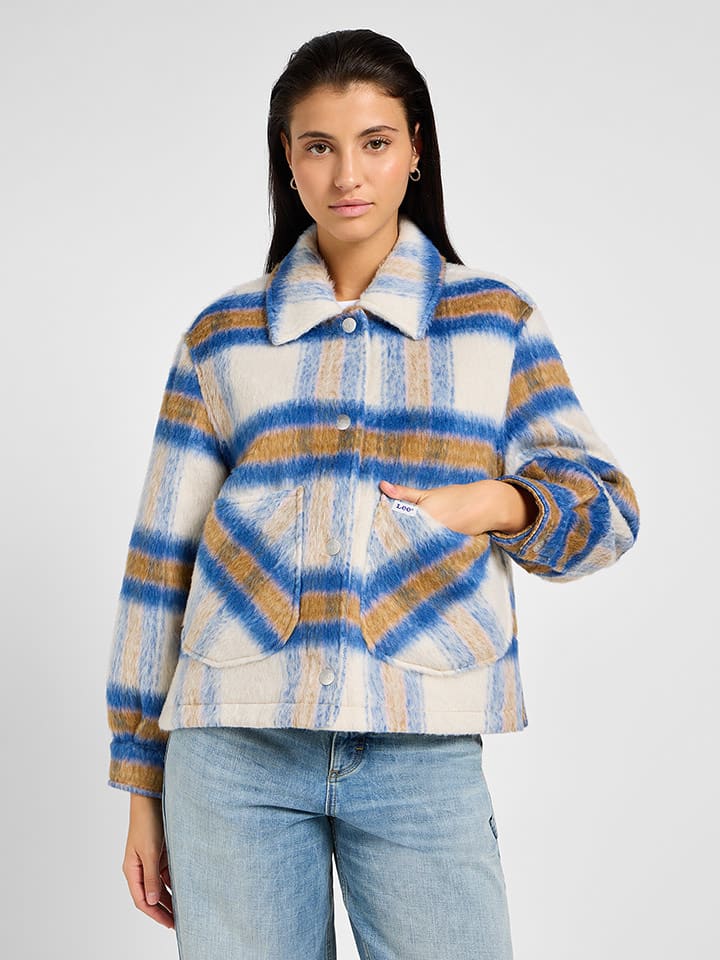 Lee Kurtka koszulowa w kolorze kremowo-niebiesko-musztardowym rozmiar: L