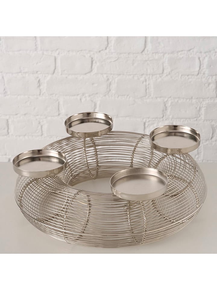 Boltze Świecznik "Ringvi" w kolorze srebrnym - wys. 12 x Ø 12 cm rozmiar: onesize