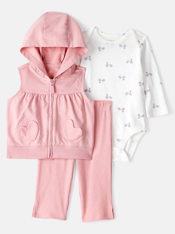 carter's 3-częściowy zestaw w kolorze jasnoróżowo-białym rozmiar: 74