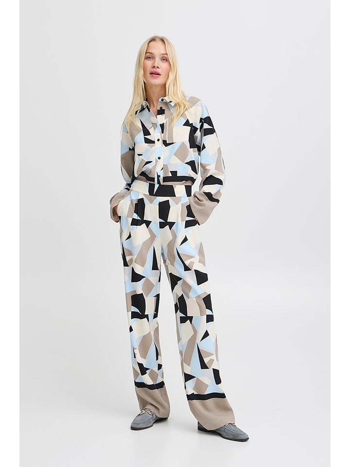 b.young Spodnie w kolorze błękitno-beżowym rozmiar: 42