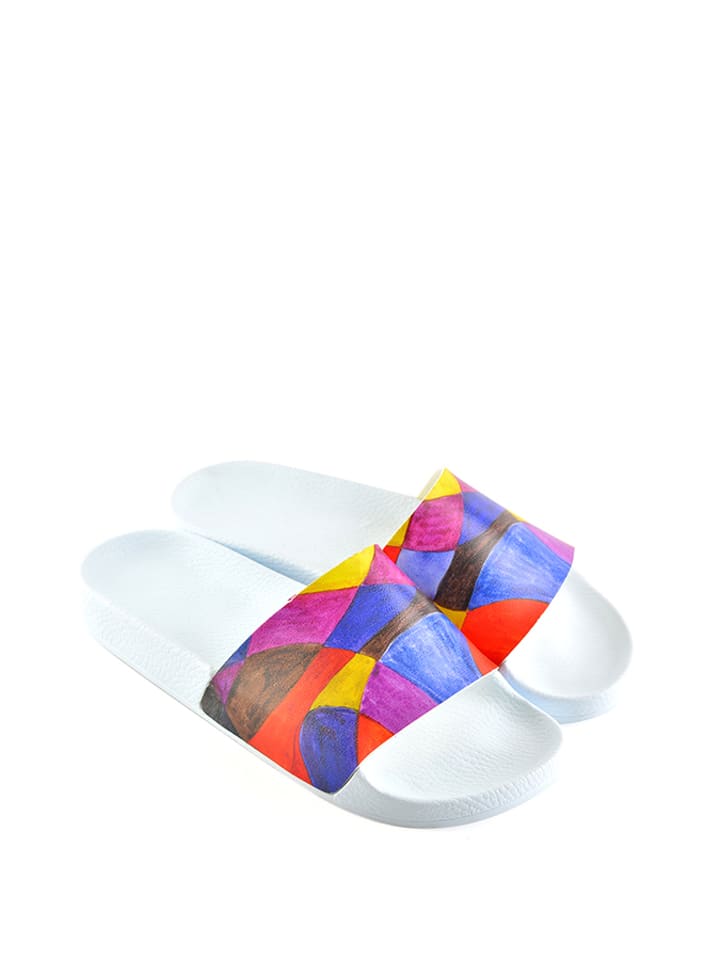 Calceo Klapki w kolorze białym ze wzorem rozmiar: 40