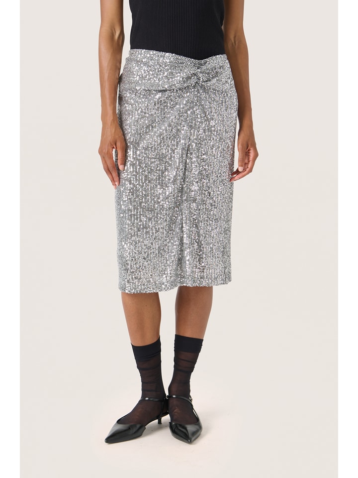 SAINT TROPEZ Spódnica "Botilde" w kolorze srebrnym rozmiar: L