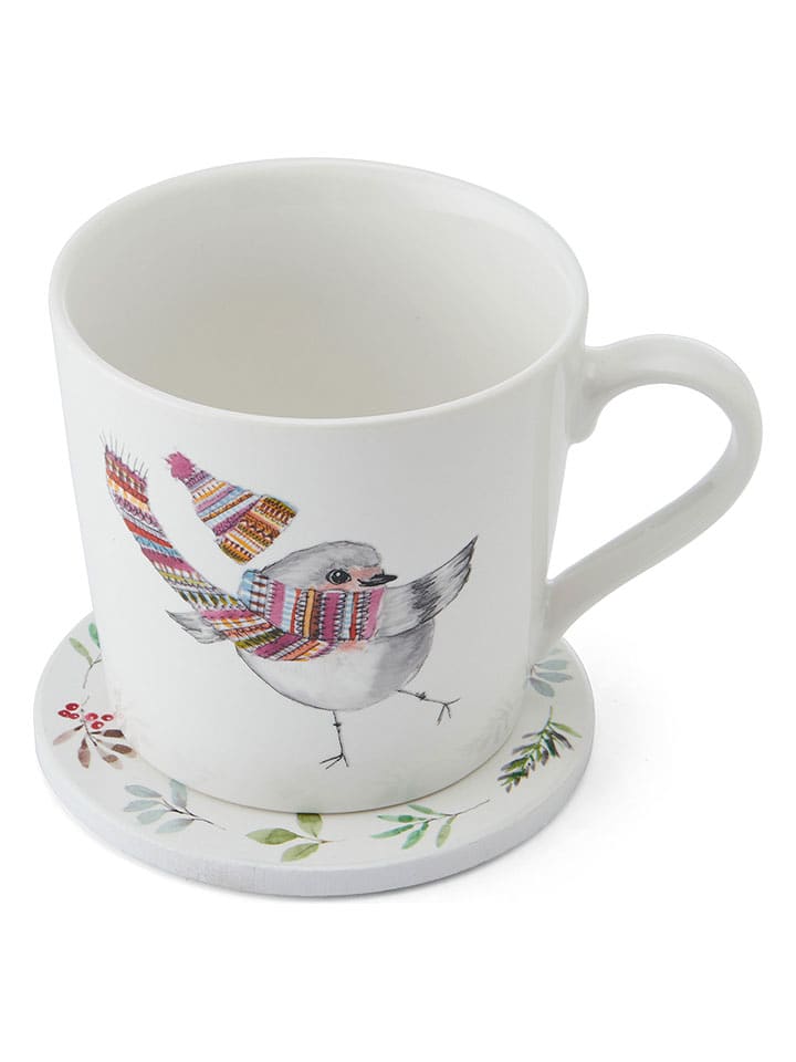 Mikasa Kubek jumbo "Robin" w kolorze białym ze wzorem - 380 ml rozmiar: onesize