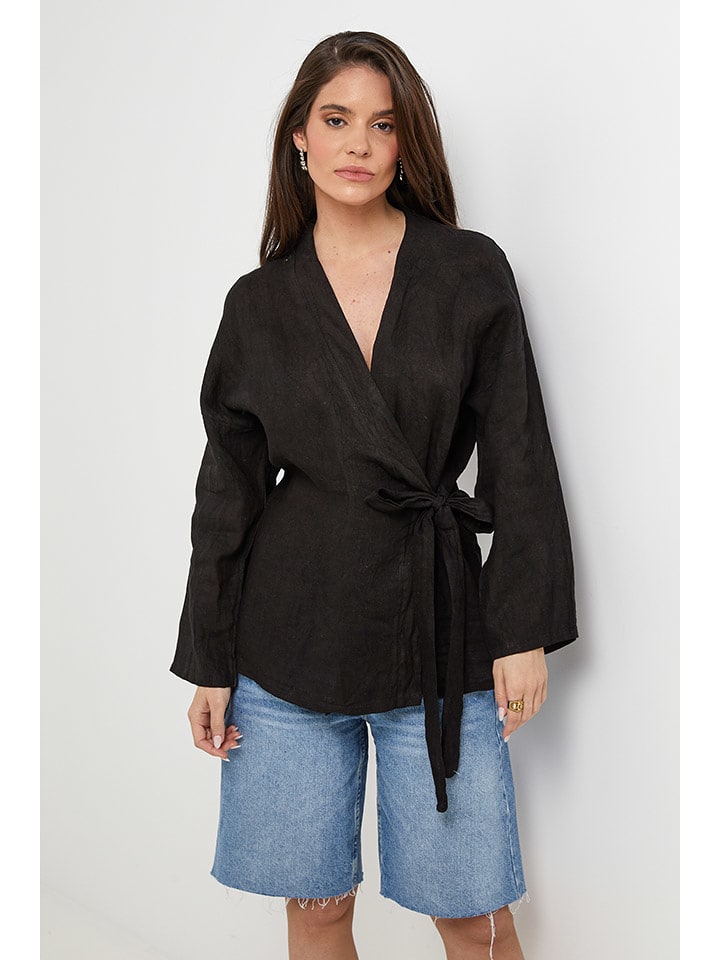 Rodier Lin Lniany kardigan w kolorze czarnym rozmiar: S/M