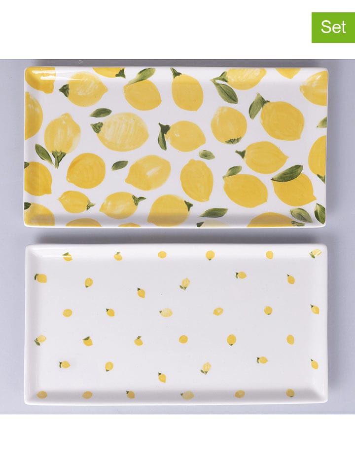 Villa d´Este Półmiski (4 szt.) "Fruit Life" w kolorze żółto-białym - 31,5 x 16,5 cm rozmiar: onesize