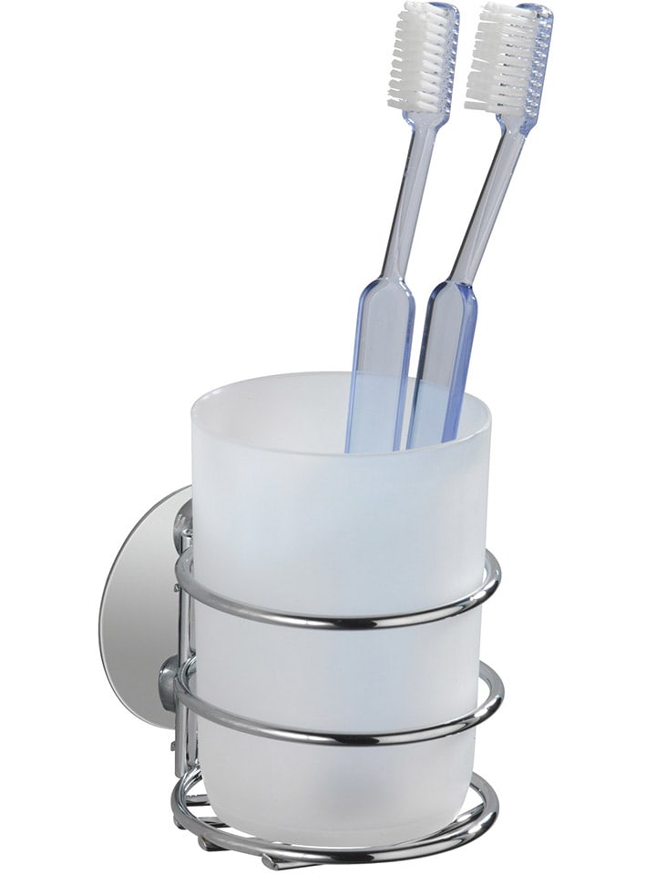 Wenko Kubek łazienkowy w kolorze srebrno-białym - 7,5 x 10 x 9 cm rozmiar: onesize