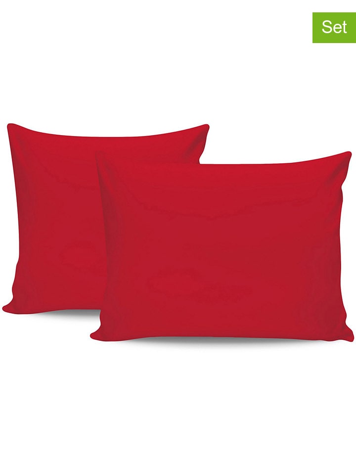 Colourful Cotton Poszewki renforcè (2 szt.) w kolorze czerwonym na poduszkę rozmiar: 80x80 cm