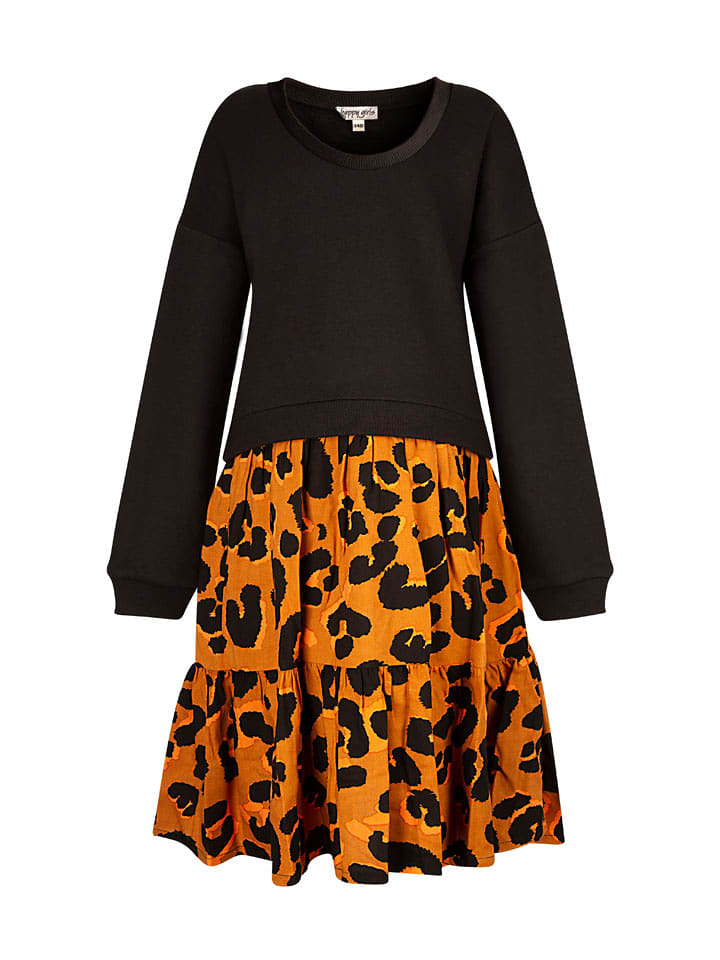 happy girls by Eisend Sukienka w kolorze czarno-pomarańczowym rozmiar: 152