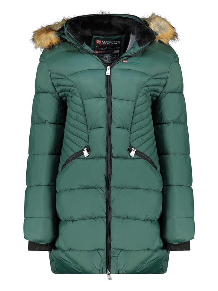 Geographical Norway Płaszcz pikowany w kolorze zielonym rozmiar: L