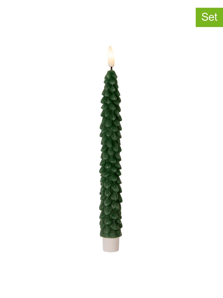 Clayre & Eef Świeczki LED (2 szt.) w kolorze zielonym - wys. 25 cm rozmiar: onesize