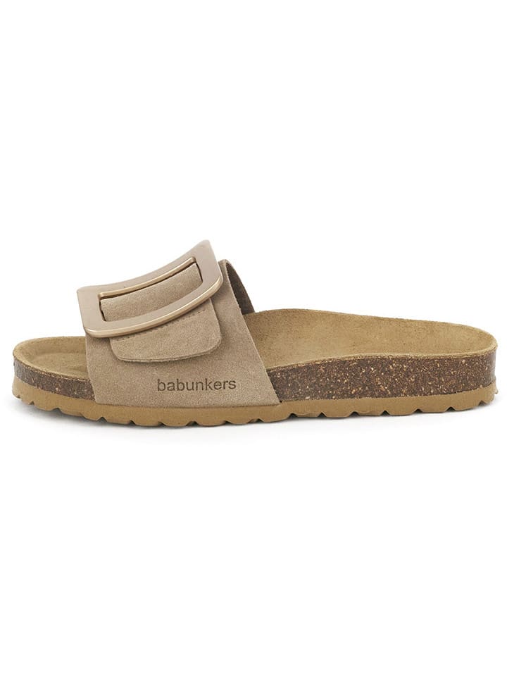 BABUNKERS Family Skórzane klapki w kolorze jasnobrązowym rozmiar: 37