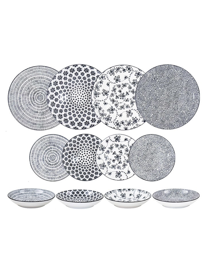 Ibili 12-częściowy zestaw talerzy "Armonia" w kolorze czarno-białym rozmiar: onesize