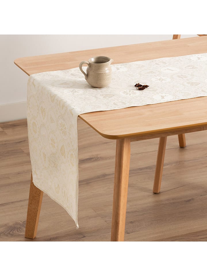 GAMUSI Bieżnik "Ballcrypt" w kolorze kremowym rozmiar: 45x135 cm