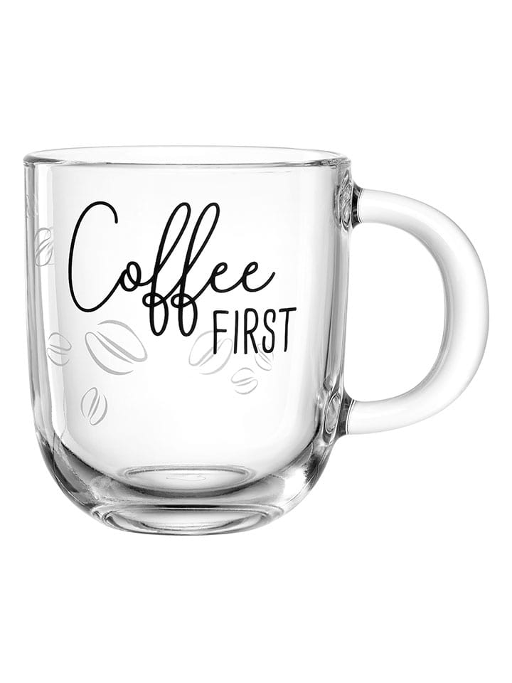 LEONARDO Kubek jumbo "Coffee first" w kolorze czarnym - 400 ml rozmiar: onesize