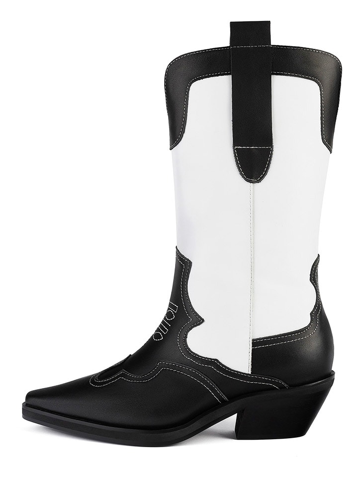 loft37 Skórzane kozaki w kolorze czarno-białym rozmiar: 35