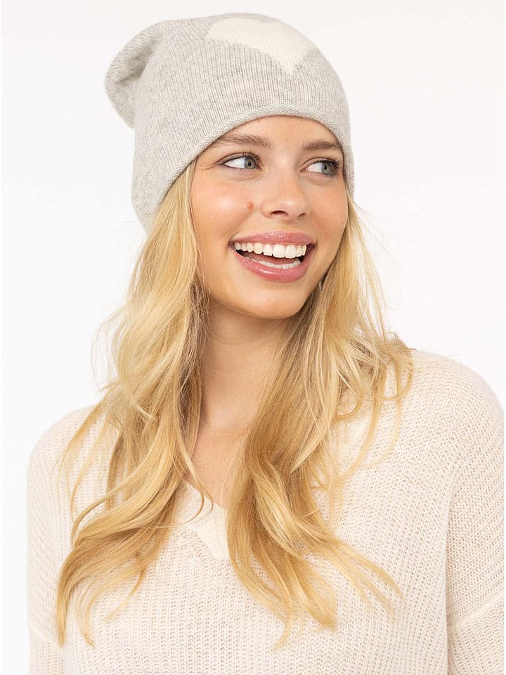 Zwillingsherz Kaszmirowa czapka beanie w kolorze szarym rozmiar: onesize