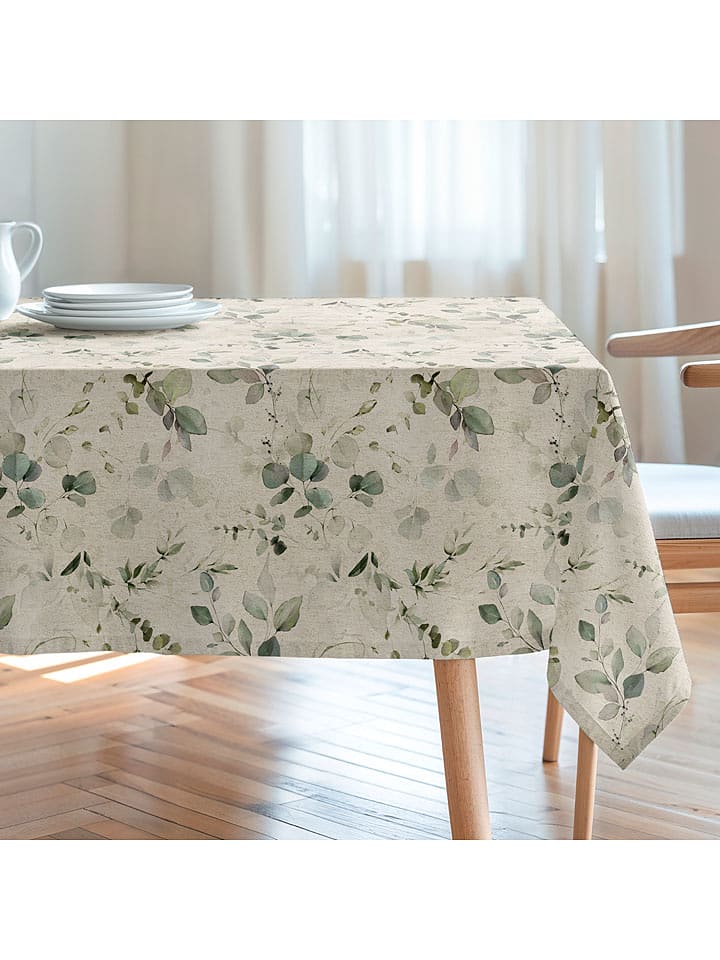 Mint Rugs Obrus "Natural Suria" w kolorze kremowo-zielonym rozmiar: 155x155 cm