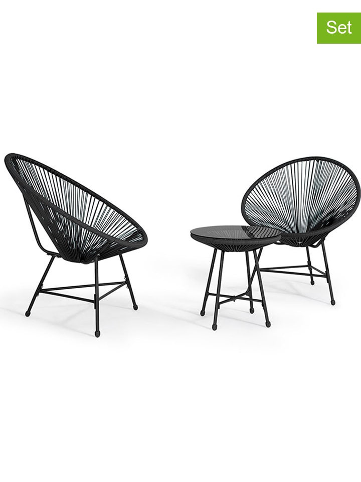 Inkazen 3-częściowy zestaw mebli ogrodowych w kolorze czarnym rozmiar: onesize