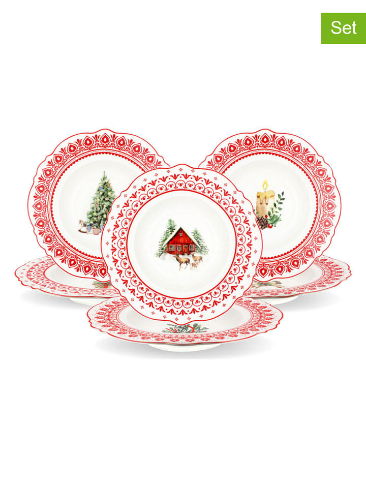 Ard'time Talerze głębokie (6 szt.) w kolorze czerwonym - Ø 21,5 cm rozmiar: onesize