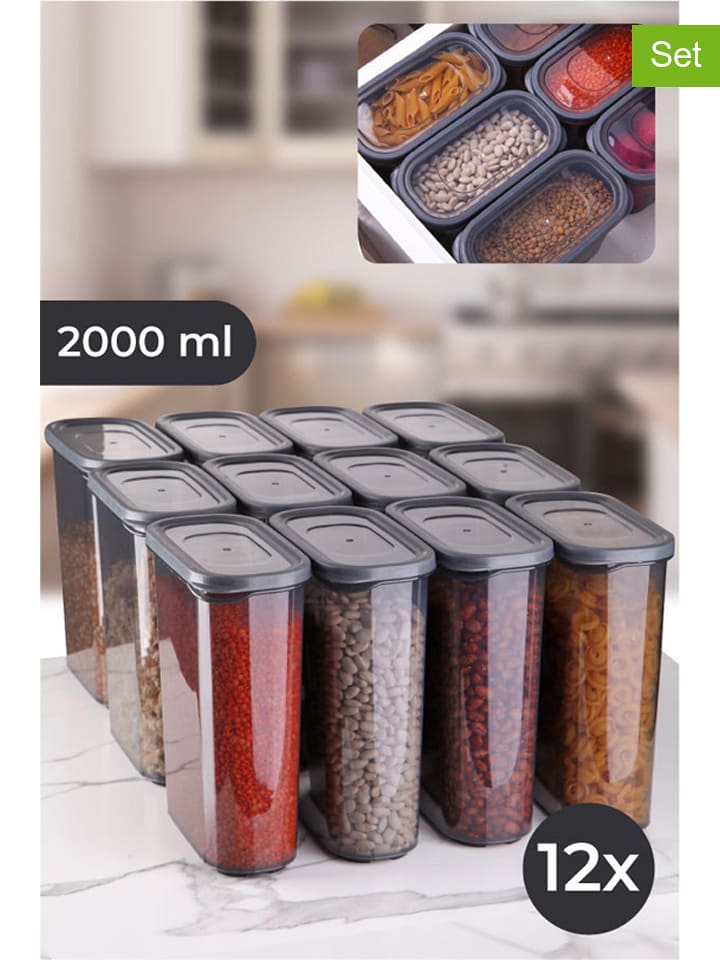 Violeta Home Pojemniki (12 szt.) w kolorze szarym - 2 l rozmiar: onesize