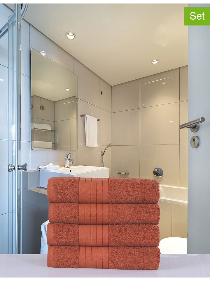 Good Morning Ręczniki (4 szt.) w kolorze pomarańczowym do rąk rozmiar: 50x100 cm