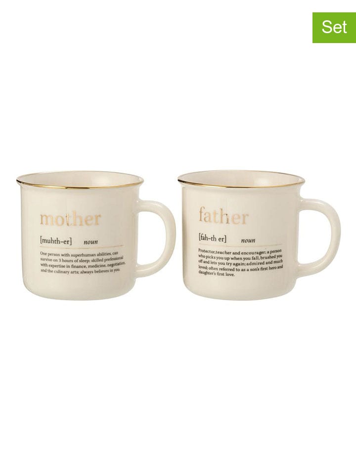J Line Kubki (2 szt.) "Mother Father" w kolorze złoto-białym - wys. 12 x Ø 9,5 cm rozmiar: onesize