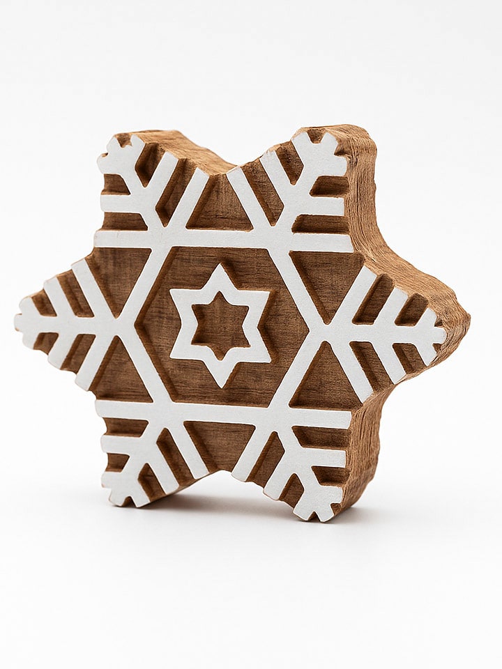 Samimi Stempel "Snowflake" w kolorze jasnobrązowo-białym - 7 x 7 cm rozmiar: onesize