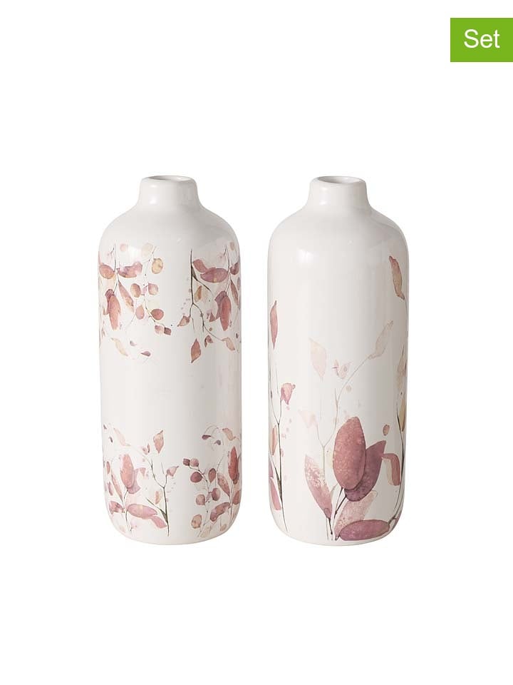 Boltze Wazony (2 szt.) "Bernada" w kolorze kremowo-różowym - wys. 18,5 x Ø 7 cm rozmiar: onesize