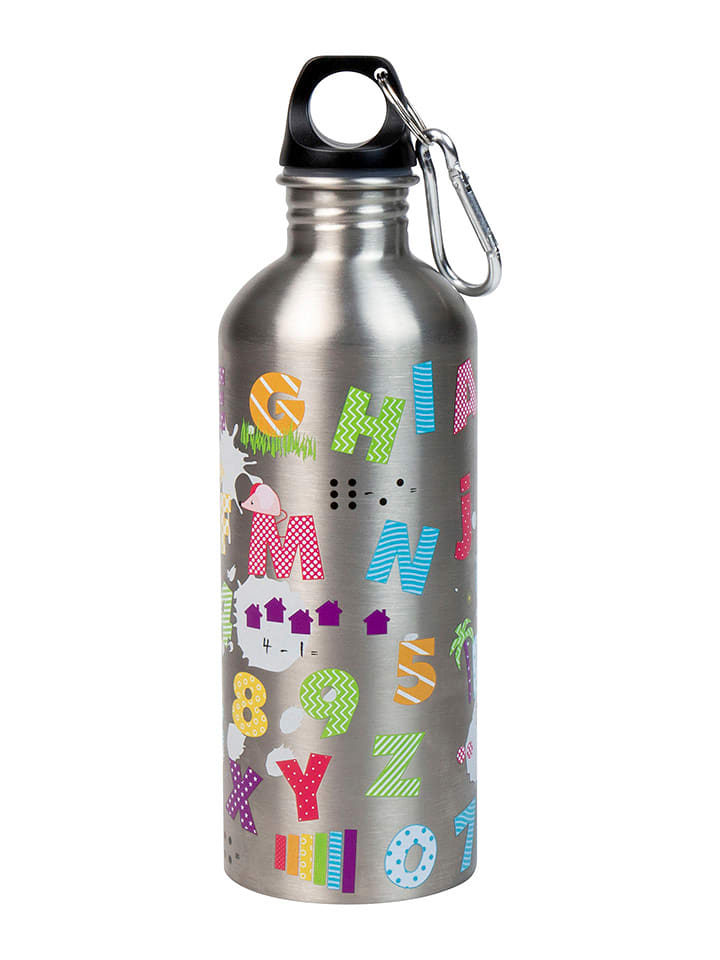 Könitz Bidon "ABC" w kolorze srebrnym ze wzorem - 600 ml rozmiar: onesize