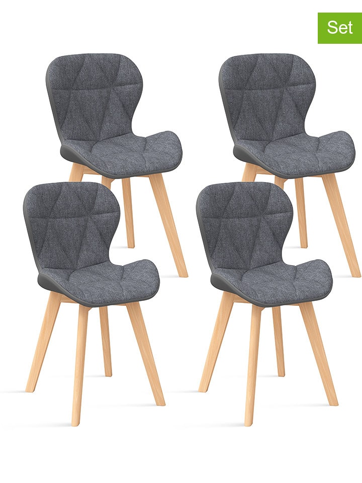 IDOMYA Factory Krzesła (4 szt.) w kolorze szaro-jasnobrązowym do jadalni - 50 x 79 x 46 cm rozmiar: onesize