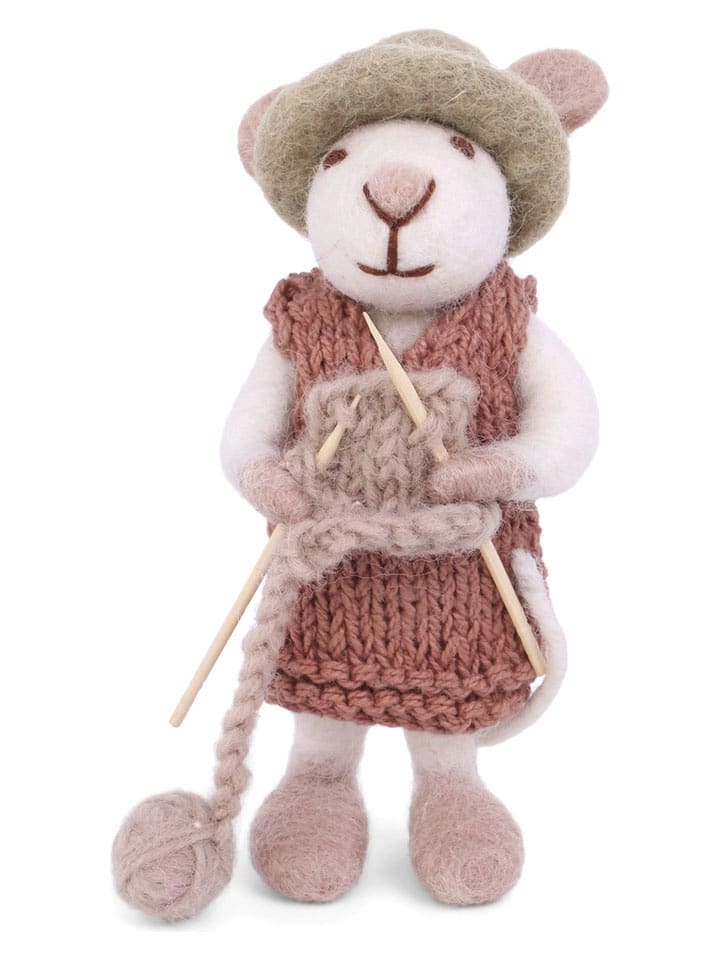 Gry & Sif Figurka dekoracyjna "Mouse" w kolorze jasnobrązowo-białym - dł. 11 cm rozmiar: onesize