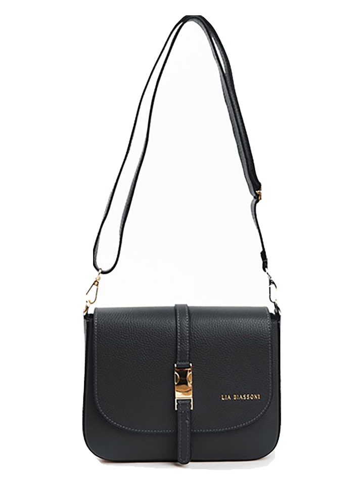 Lia Biassoni Skórzana torebka w kolorze czarnym - 24 x 18 x 8 cm rozmiar: onesize