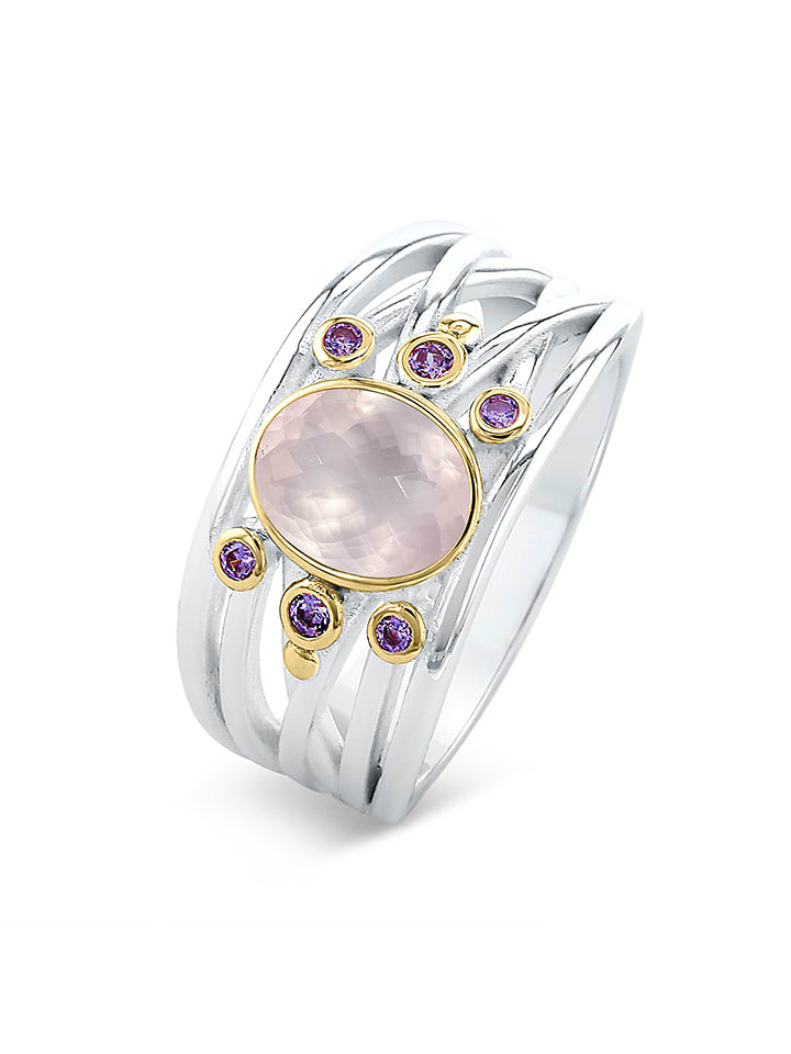 Nomad Pozłacany pierścionek z kamieniami szlachetnymi rozmiar: 52