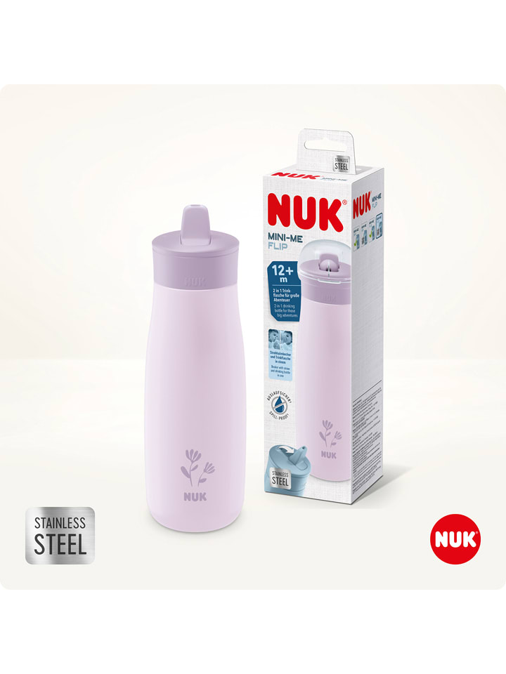 NUK Bidon "Mini-Me Flip Cup Flowers" w kolorze fioletowym - 450 ml rozmiar: onesize