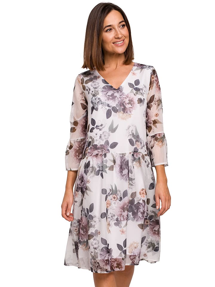 Stylove Sukienka w kolorze białym ze wzorem rozmiar: XXL