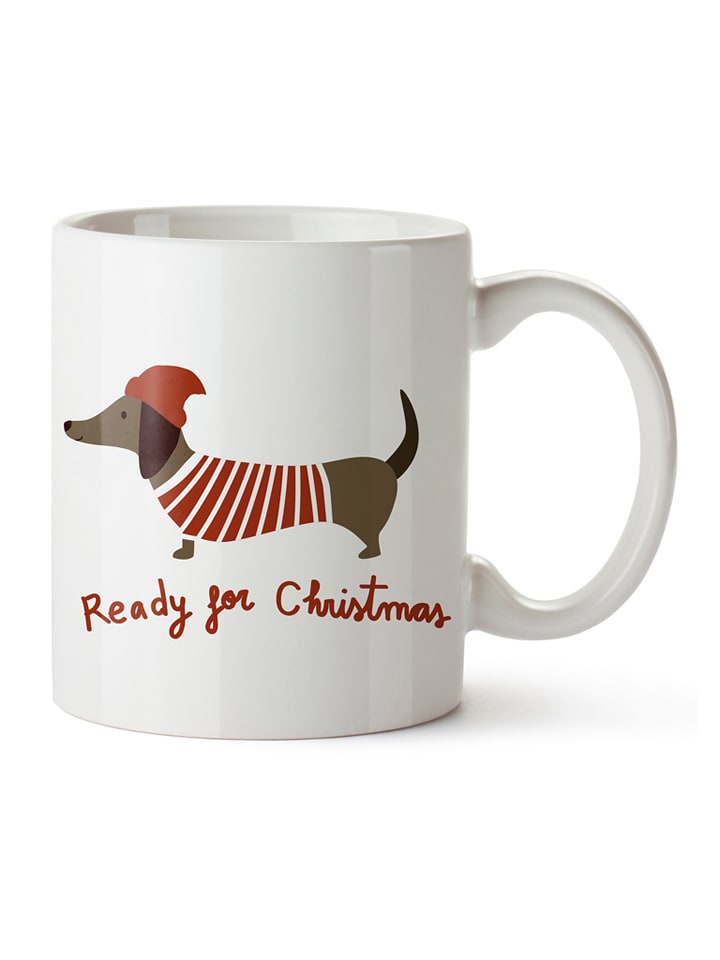 The Wild Hug Kubek "Ready for Christmas" w kolorze biało-czerwonym - wys. 10 cm rozmiar: onesize