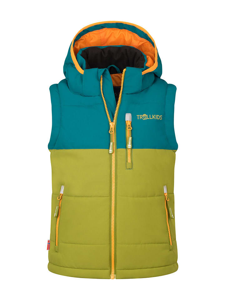 Trollkids Kamizelka funkcyjna "Narvik" w kolorze niebiesko-zielono-pomarańczowym rozmiar: 176