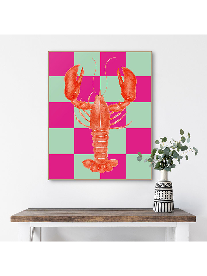 Orangewallz Druk artystyczny "Lobster Pink Mint" w ramce rozmiar: 40x50 cm