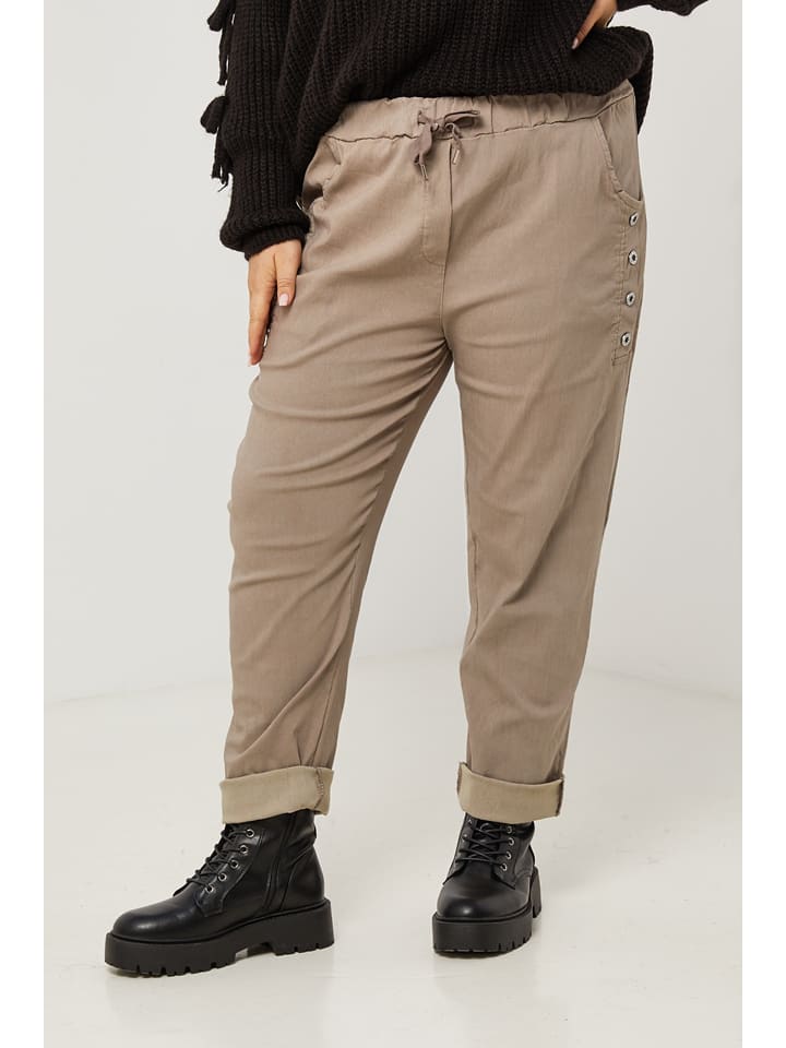 Curvy Lady Spodnie w kolorze beżowym rozmiar: 40/42