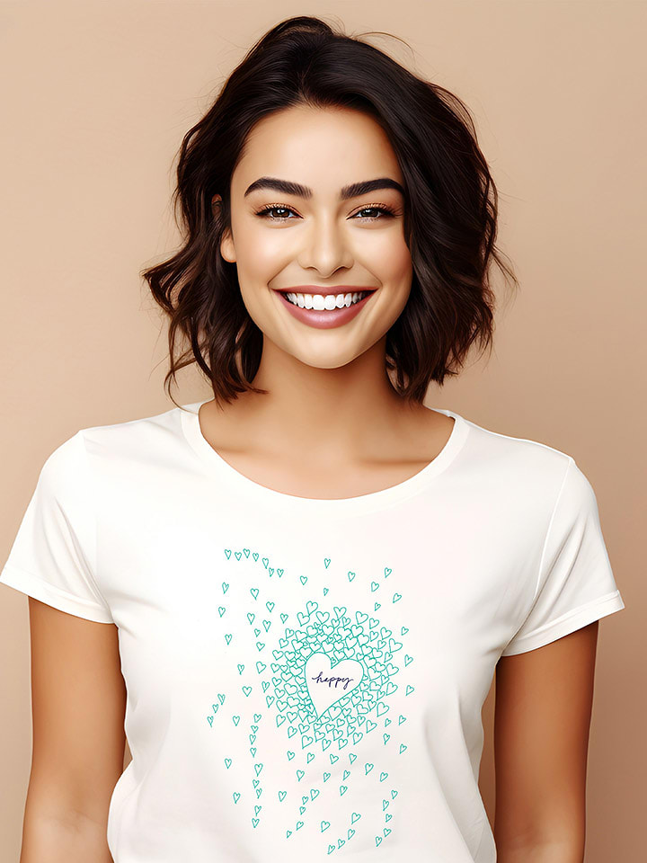 WOOOP Koszulka "Happy Hearts" w kolorze białym rozmiar: XL