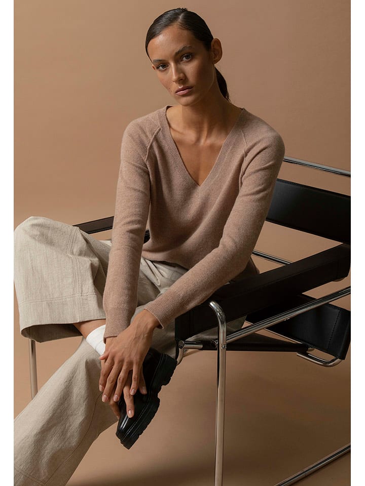 Perfect Cashmere Kaszmirowy sweter "Penelope" w kolorze beżowym rozmiar: M