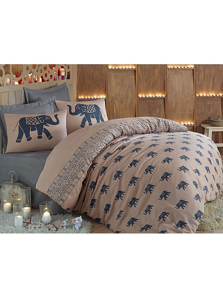 Elizabed Komplet pościeli "Fil" w kolorze beżowo-niebieskim rozmiar: 155x220 cm