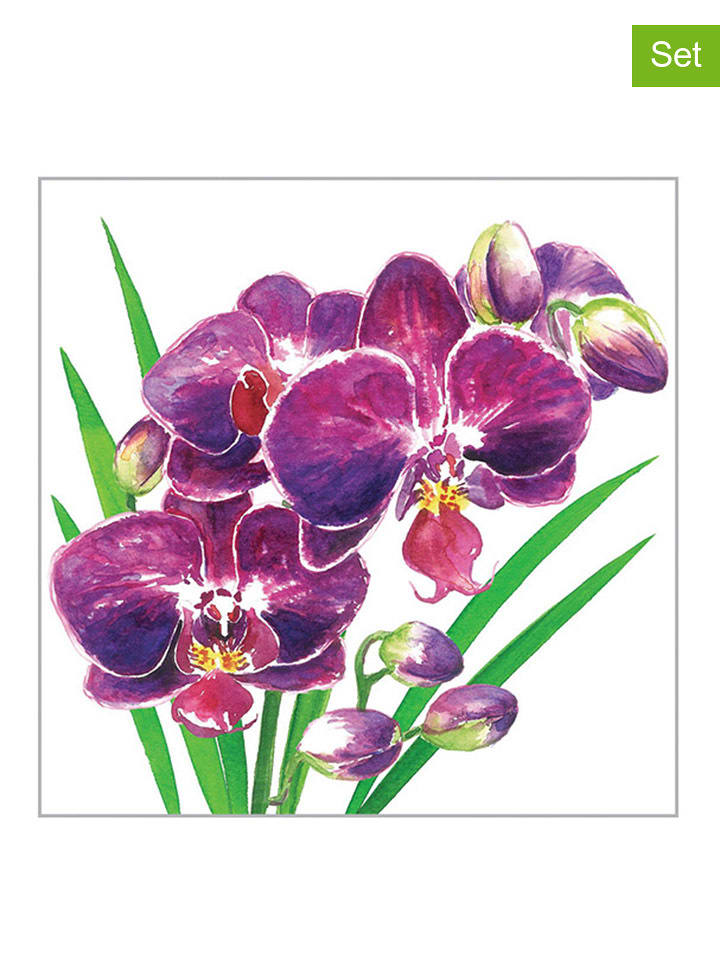 ppd Serwetki (40 szt.) "Orchidea" w kolorze fioletowo-zielonym rozmiar: onesize