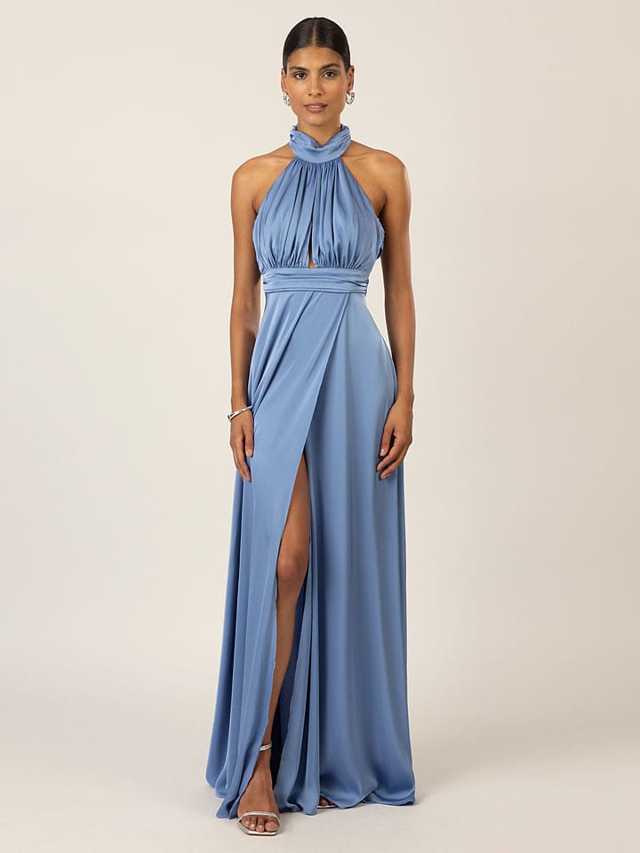 APART Satynowa sukienka w kolorze niebieskim rozmiar: 36