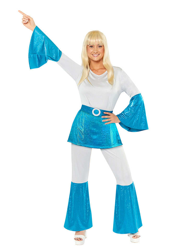 amscan 3-częściowy kostium "Mamma Mia Disco Dancer" w kolorze biało-niebieskim rozmiar: M