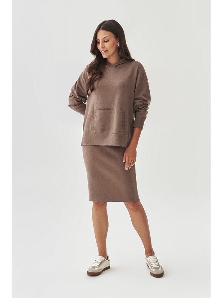 TATUUM Spódnica dzianinowa w kolorze jasnobrązowym rozmiar: XS