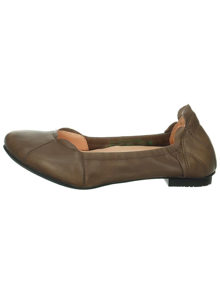 Think! Skórzane baleriny "Balla" w kolorze khaki rozmiar: 37